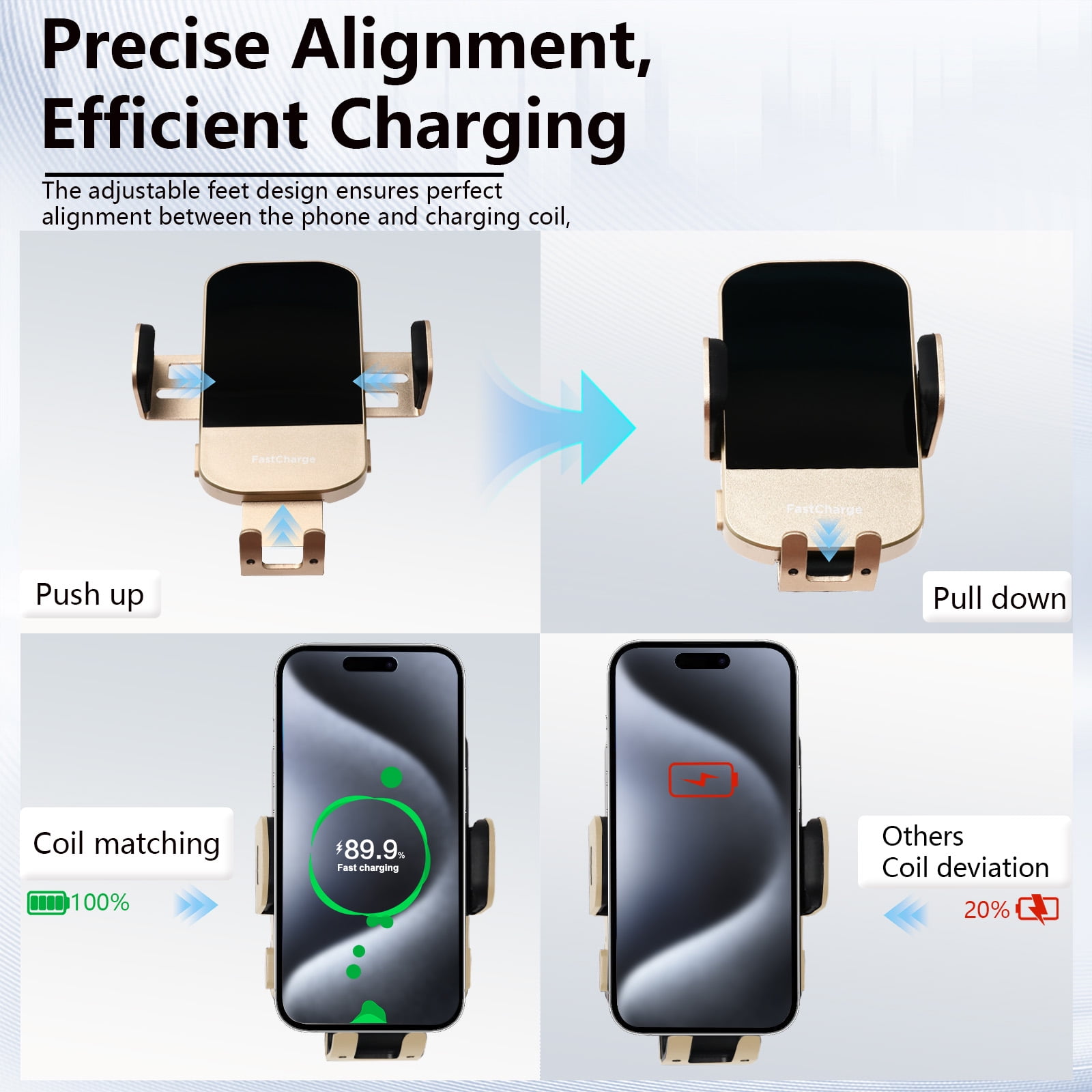 Wireless Car Charger, 15W Fast Charging Auto Clamping Phone Holders for Your Car Phone Mount for Car fit for iPhone 17 16 15 14 13 12 Pro Max 11 XR XS, Samsung Galaxy S25 Ultra S24 S23, Gold