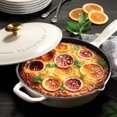 thumbnail image 2 of Tramontina Bestow 10-Inch Enameled Cast Iron Skillet with Lid, Latte with Gold Knob, Oven-Safe, 2 of 8