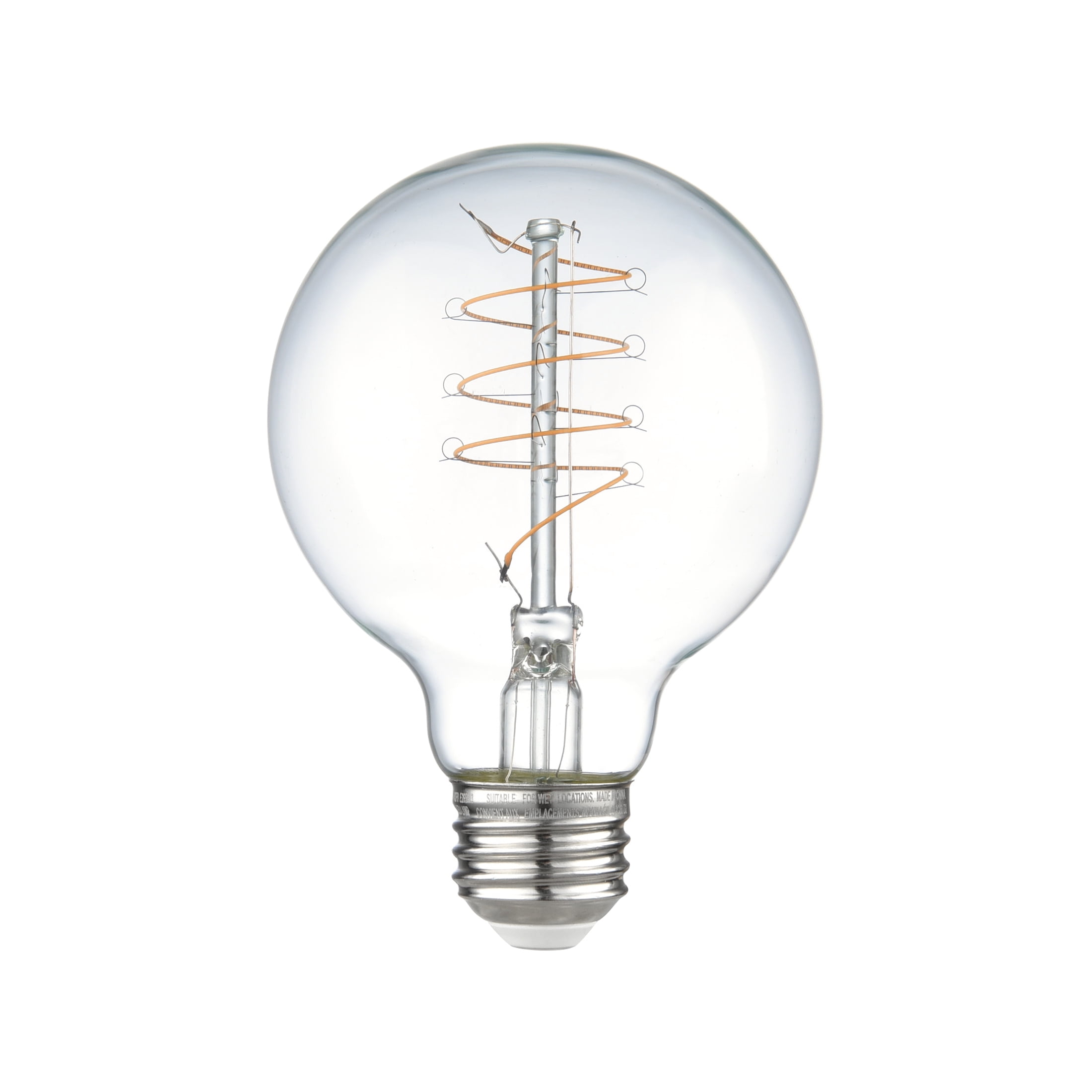 (2 pack) Better Homes & Gardens G25 LED Vintage Light Bulb, 4 Watts (40W Equivalent), Soft White, Thin Filament, E26, 2PK