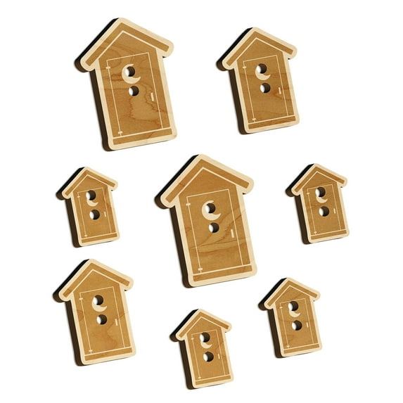 Outhouse Silhouette Toilet Wood Buttons for Crochet Knitting Sewing DIY Craft - 1.00 Inch Medium (7pcs)