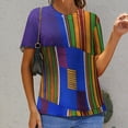 thumbnail image 6 of African Kente Cloth Women's Short Sleeve T-Shirt Crew Neck Casual Summer Trendy Loose Fit Tops, 6 of 6