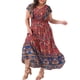 thumbnail image 5 of Vestido Plus Size Agnes Orinda para Mujeres Vestidos Florales Boho Vestido de Verano con Cuello en V y Mangas con Volantes 3X Rojo, 5 of 8