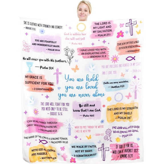 Inspirational Christian Bible Verse Throw Blanket Soft Warm Plush Cozy Religious Faith Blanket for Women Encouragement Prayer Gift 30x40 inches