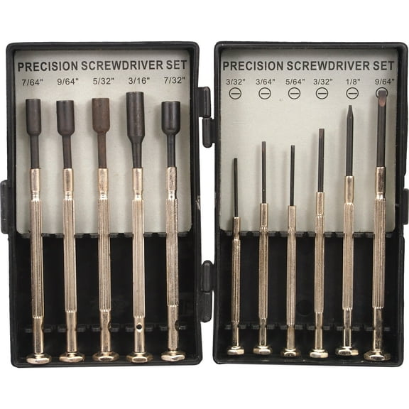 11 Piece Precision Screwdriver and Nut Driver Set with Storage Case