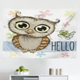 thumbnail image 1 of Owls Tapestry, Cartoon Owl and a Butterfly on Floral Background Hello Message Illustration, Fabric Wall Hanging Decor for Bedroom Living Room Dorm, 2 Sizes, Multicolor, by Ambesonne, 1 of 1