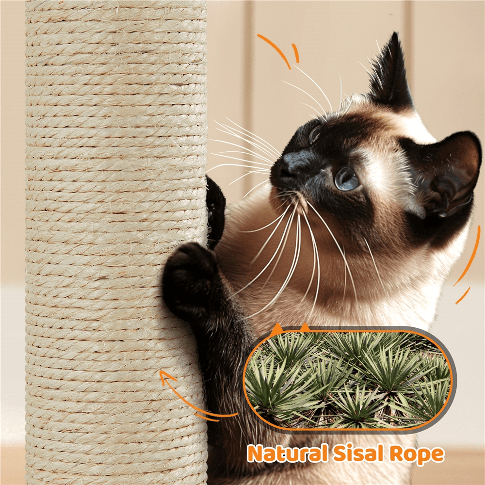 Alden Design 68.5"H Large Multilevel Cat Tree Tower with Condos and Perches, Light Gray