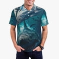 thumbnail image 2 of Cauagu Airplane Shark Print Men's Polo Shirts, Short-Sleeve Polo Shirts for Men Performance Golf Shirt Athletic Casual Collared T-Shirt-Small, 2 of 8