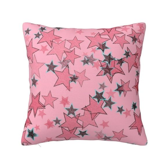 YFYANG Square Decorative Throw Pillow Case, Retro Pink Stars Bedroom Sofa Car Cushion Cover, 20"x20" (Pillowcase without pillow)