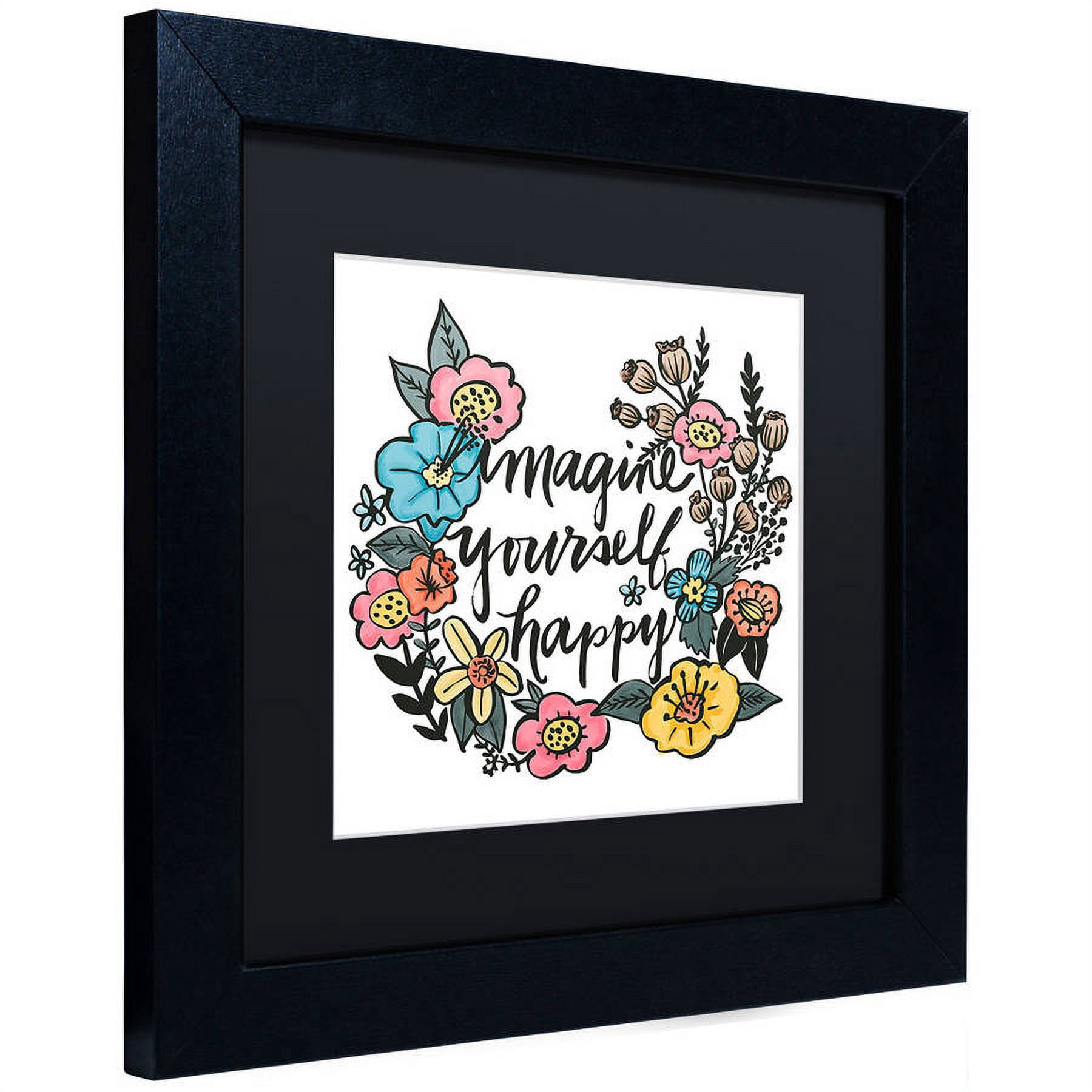 Trademark Fine Art "Imagine Yourself Happy Color" Canvas Art by Elizabeth Caldwell, Black Matte, Black Frame