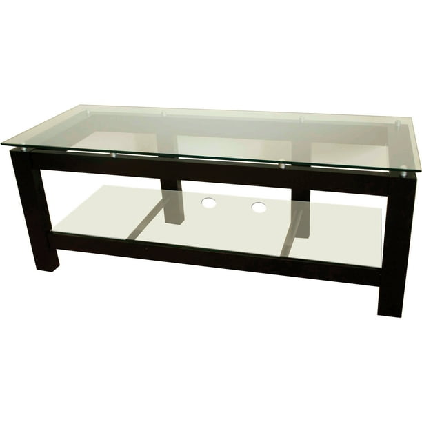 50 Inch Low Profile Flat Screen TV Stand Glass Shelf