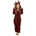 thumbnail image 2 of Otqutp Girls Christmas Fuzzy Jumpsuits Teen Kids Winter Warm Soft Fleece Onesie Plain Cute Hooded Front Zipper Bodysuit, 2 of 5