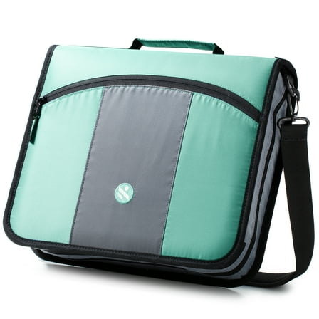 Kinbashi 3 Inch 3 Rings Zipper Binder, Round Ring Binder with Expanding Files, Green