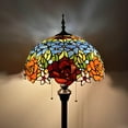 thumbnail image 4 of Enjoy Décor Lamps Tiffany 2-Light Rose Flowers Metal Floor Lamp with Stained Glass Bowl, 4 of 7