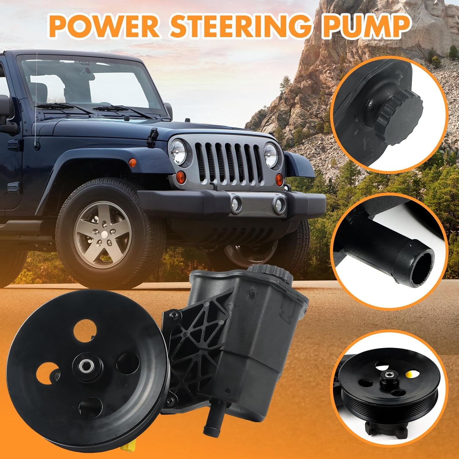 PANGOLIN Power Steering Pump with Pulley & Reservoir 20-70268 Compatible with 2003-2007 Ram 2500 Ram 3500 Power Assist Steering Pump Replacement Part OE 5073241AA, 52106842AE, 52106842AG