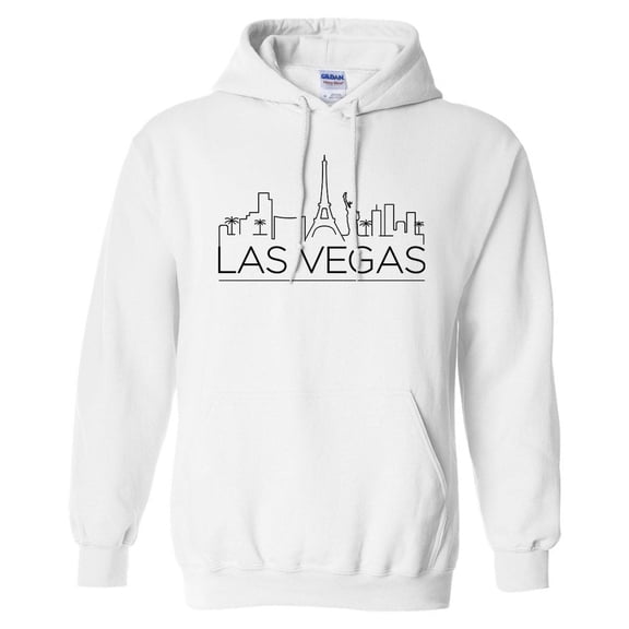 Skyline Las Vegas Nevada Hoodie Sweatshirt Unisex Large White