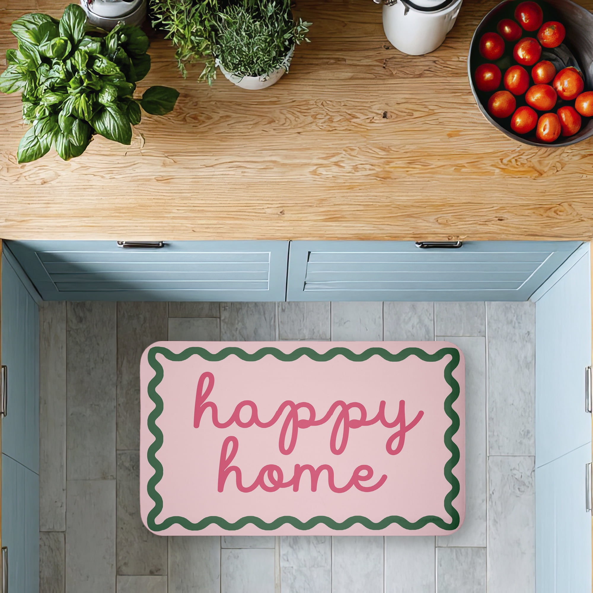Stupell Industries Happy Welcome with Wavy Border Printed Anti-Fatigue Floor Mat, design by Lil' Rue