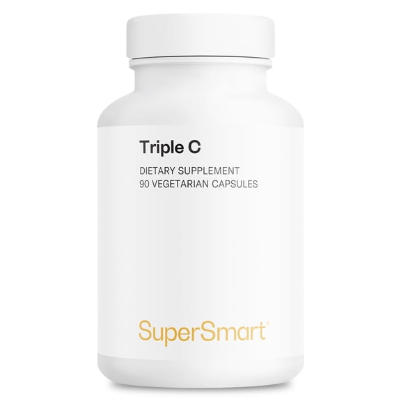 SuperSmart Triple C (High Strength) - 3-in-1 Complex - Vitamin C Supplement - Enhanced with Flavonoids | Non-GMO & Gluten Free - 90 Vegetarian Capsules