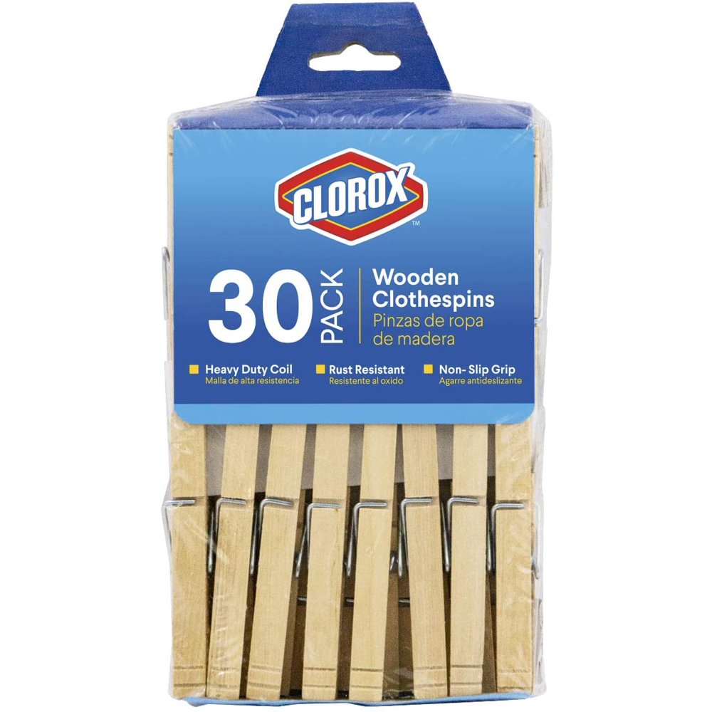 Clorox Wood Clothespins with Spring Value Pack Set of 30 Rust