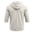thumbnail image 5 of Men's Breathable 3/4 Sleeve Hoodie Shirts V Neck Drawstring Casual Daily Lightweight Athletic Hooded Tops Light Gray 2XL, 5 of 7