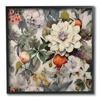 Stupell Industries Vintage Blooms & Fruit Botanical & Floral Painting Black Framed Art Print Wall Art, 12 x 12