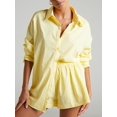 thumbnail image 1 of Casual mujer amarillo salón desgaste verano chándal pantalones cortos conjunto de camisa de manga larga Tops y Mini pantalones cortos traje 2023 nuevo conjunto de dos piezas Tan Jianjun unisex, 1 of 2