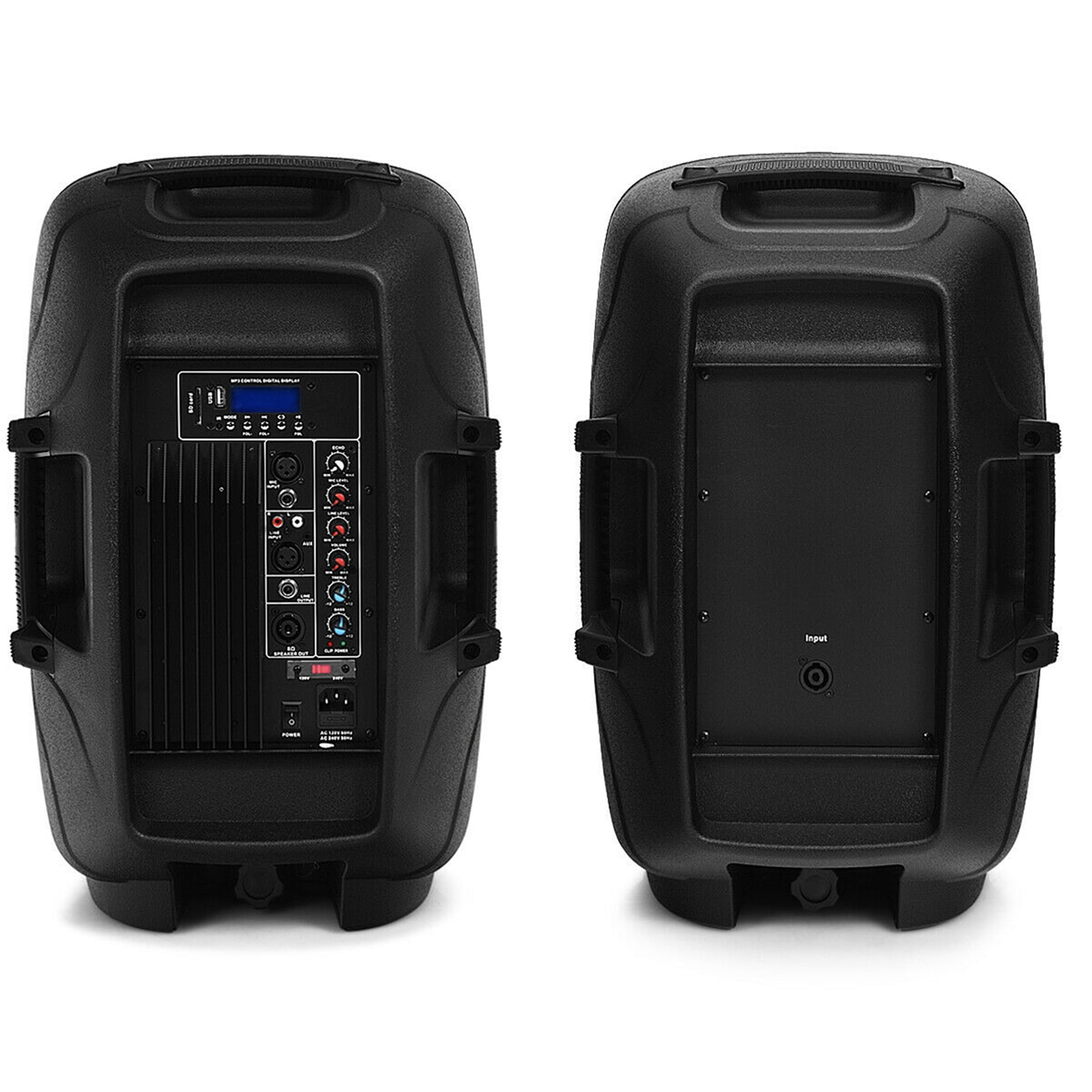 Costway Dual 12 in 2 way 2000W Powered Speakers with  Mic Speaker Stands Control Cables