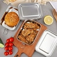 thumbnail image 6 of Stainless Steel Lunch Double Layer Compartment Square Food Storage Container for Students Outdoor Fresh Keeping Meal Prep, 6 of 9