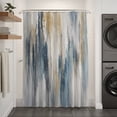 thumbnail image 2 of Beige Blue Brown Ombre Shower Curtain - Water Repellent Fabric Shower Curtains Washable, Abstract Modern Art Oil Painting Decorative Polyester Cloth Bathroom Curtains Modern Bath Decor 72"x72", 2 of 6