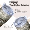 thumbnail image 4 of 20oz Stainless Steel Boho Tumbler with Lids & Straw, Bohemian Insulated Travel Coffee Mug, Double Wall Vacuum Cup, Leakproof Design, 4 of 5