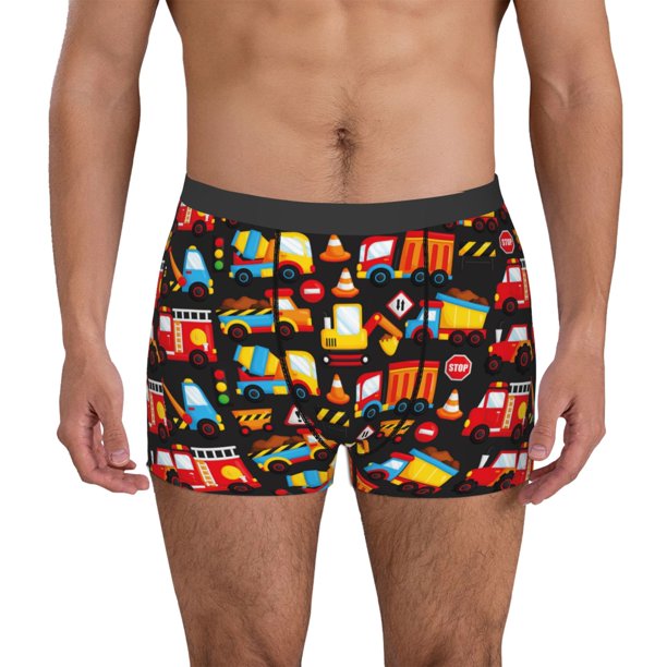 Fotbe Construction Truck Calzoncillos Tipo Boxer con Bolsa de Soporte Total para Hombre, X-Temp Fresco, Transpirable y de Secado Rápido-Medium