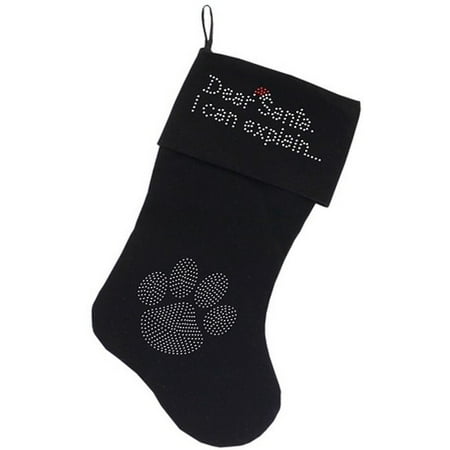 Santa Christmas Stocking - Mirage 63-04 BK Dear Santa Explain Rhinestone 18