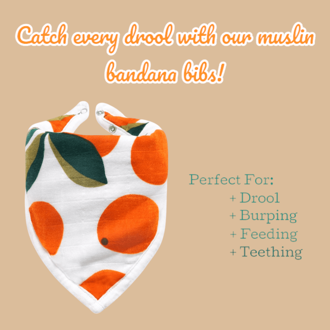 ZandH Global Clementine Baby Bamboo Cotton Muslin Swaddle Blanket, Bib, Burp Cloth, Bandana Bib Set. Soft, Lightweight and Breathable. Swaddle, Nursing Cover, Playmat and Stroller Cover