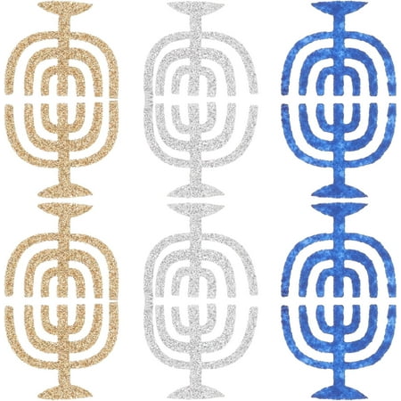 LUU-50pcs Hanukkah Glitter Cutouts Holiday Glitter Confetti Jewish Confetti Menorah Star Shape Cutouts Hanukkah Party Decoration_SAI