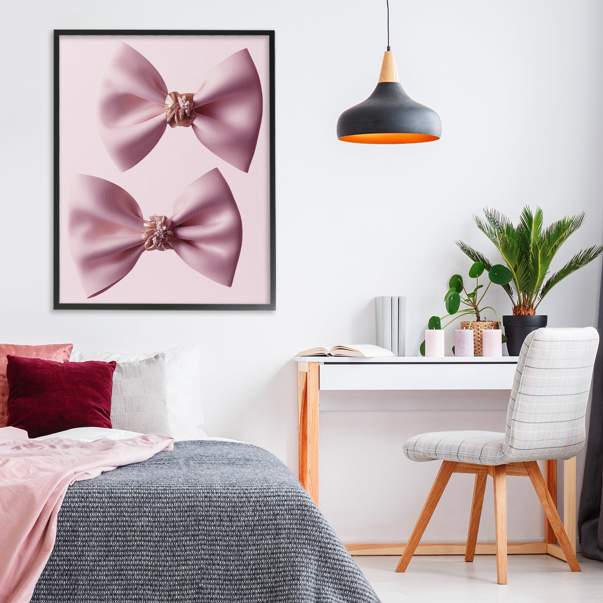 Stupell Industries Elegant Bows with Glam Details Black Framed Giclee Art, design by Jesse Keith
