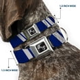 thumbnail image 2 of Buckle-Down Pet Collar, Dog Collar Metal Seatbelt Buckle, Hash Mark Stripe Double Navy Silver, 15 to 24 Inches 1.0 Inch Wide, 2 of 8