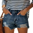 thumbnail image 3 of Women Fashion Casual Denim Booty Shorts High Waist Distressed Hole Jeans, 3 of 5