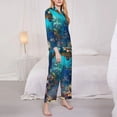 thumbnail image 3 of Lsque Underwater Fish Turtle Pattern Long Sleeve Pajama Set for Women - Soft 2-Piece Sleepwear and Loungewear Set with Pockets, Comfy Nightwear-Large, 3 of 7