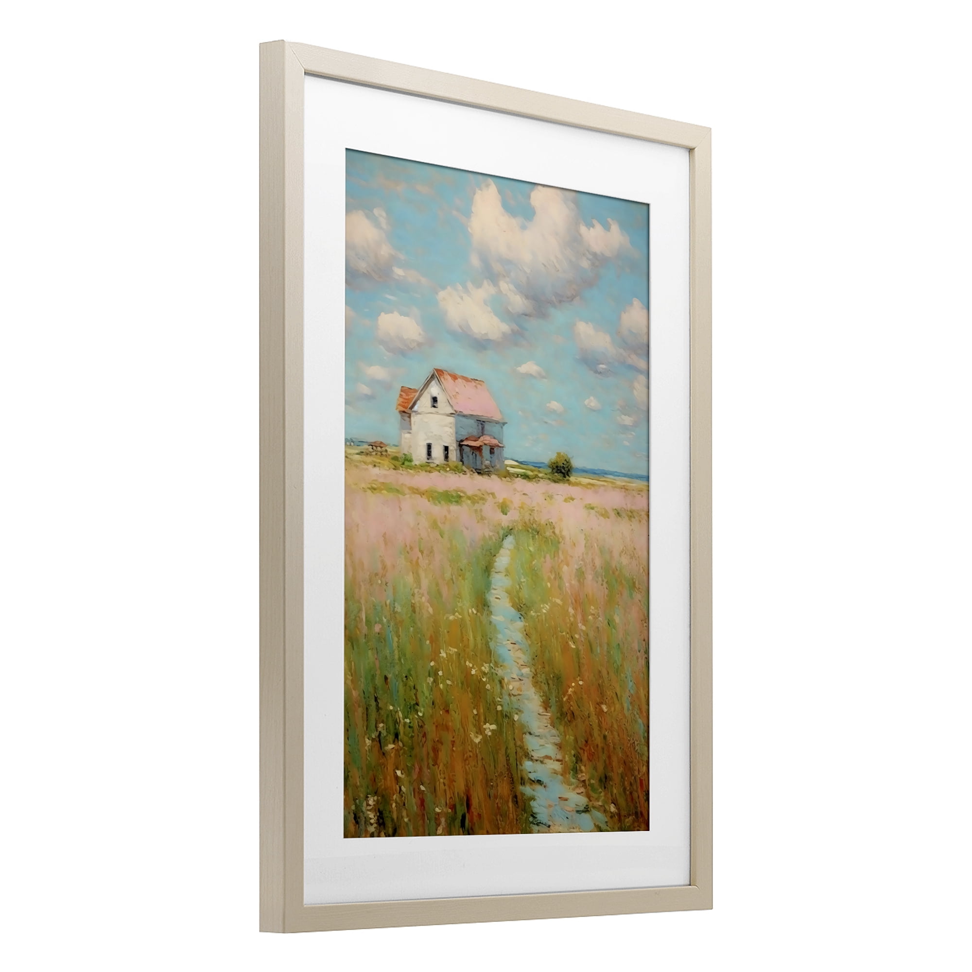 Stupell Industries House in Field of Flowers Birch Framed Print Under Glass, design by Creative Studio