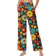 thumbnail image 2 of Psesaysky Women's Wide Leg Pants with Pockets, Color Floral Print Casual Adjustable Loose Pants Palazzo Trousers Sweatpants for Yoga Lounge, Size L, 2 of 7