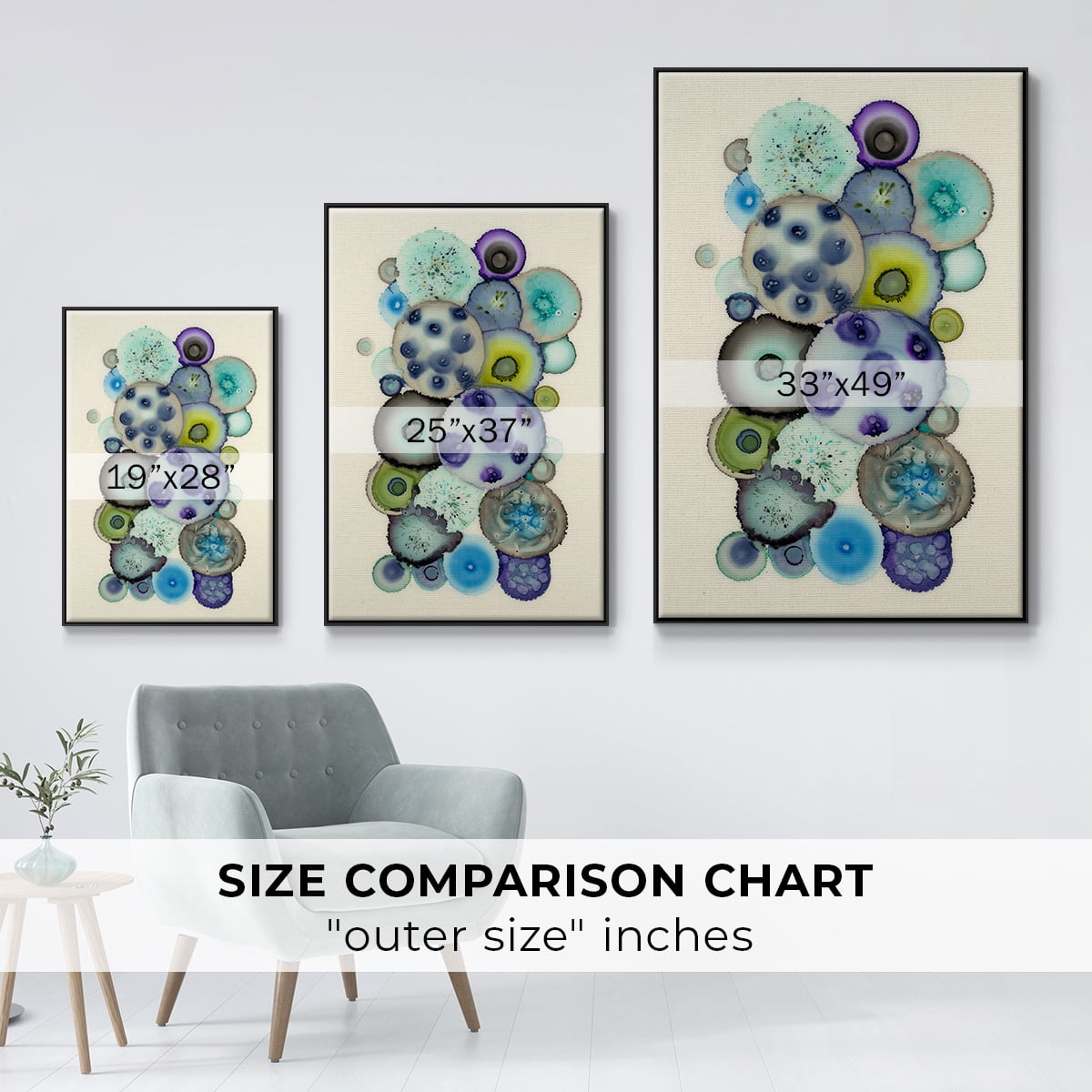 Geodes II Framed Premium Gallery Wrapped Canvas - Ready to Hang - 25 x 37 - Black Floating Frame