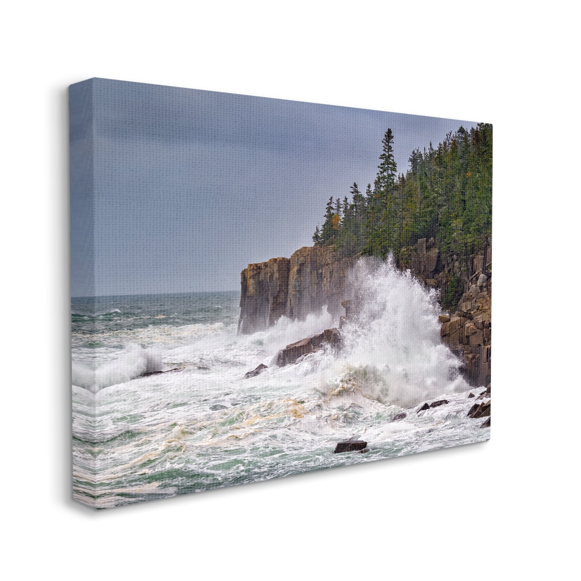 Stupell Crashing Ocean Waves Cliff Wall Landscape Photography Gallery Wrapped Canvas Print Wall Art
