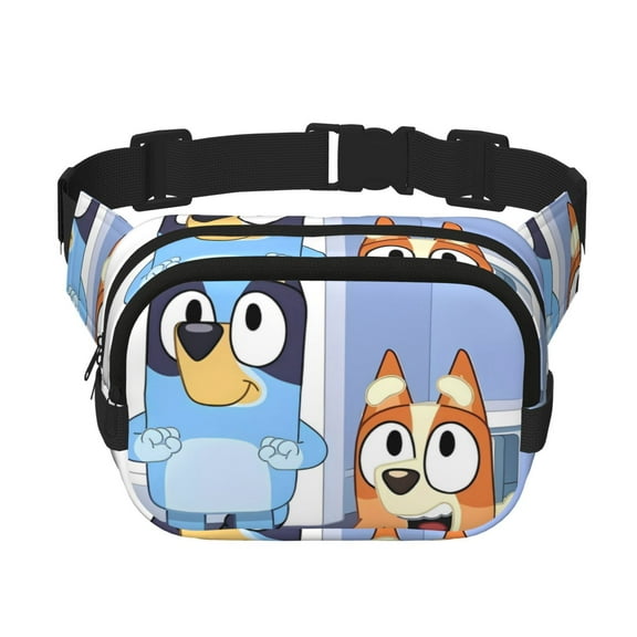 Kowoue Bluey Pattern Square Double Layer Waist Bag – Belt Bag with Adjustable Strap, Outdoor Waist Pack , Belt Bag with Multiple Compartments