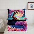 thumbnail image 5 of Homewish Pink Nature Tree Full Size Comforter Sets,Moon Flowers Galaxy Print Bedding Comforter Set,Black Reversible,3-Piece,1 Comforter and 2 Pillowcases, 5 of 7