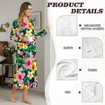 thumbnail image 6 of SEANATIVE Long Sleeve Nightgown for Women Elegant Button Front Pajama Dress Ankle-Length Cozy Soft Sleepwear Bedtime Outfits for Bedroom Home Hotel, XL, Tropical Frangipani Flower Leaf, 6 of 7