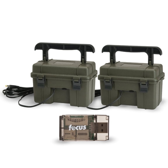 Stealth Cam 12V Weatherproof Battery Box with Sealed Lead Acid Battery for Trail Cameras (2-Pack, Dark Green) Bundle