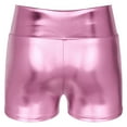 thumbnail image 7 of Aiihoo Women's Shiny Metallic Shorts High Waist Dance Booty Shorts Hot Shorts Yoga Shorts Pink M, 7 of 7
