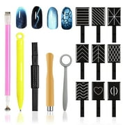 14 Pcs Nail Magnet Tool Set, Boriyuan Magnet Nail Art Polish Tool Set, Cat Eye Gel Polish Nail Art Tool for DIY Salon, Studio, Home