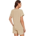 thumbnail image 4 of Hanerdun Women Pajama Pjs Set Female Short Sleeve Sleepwear Solid Nightwear Beige L, 4 of 5