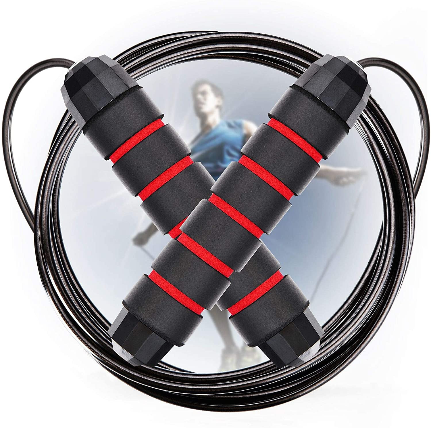 US!Home Sports Fitness Skipping Counting PVC Jump Rope Adjustable Bearing Speed