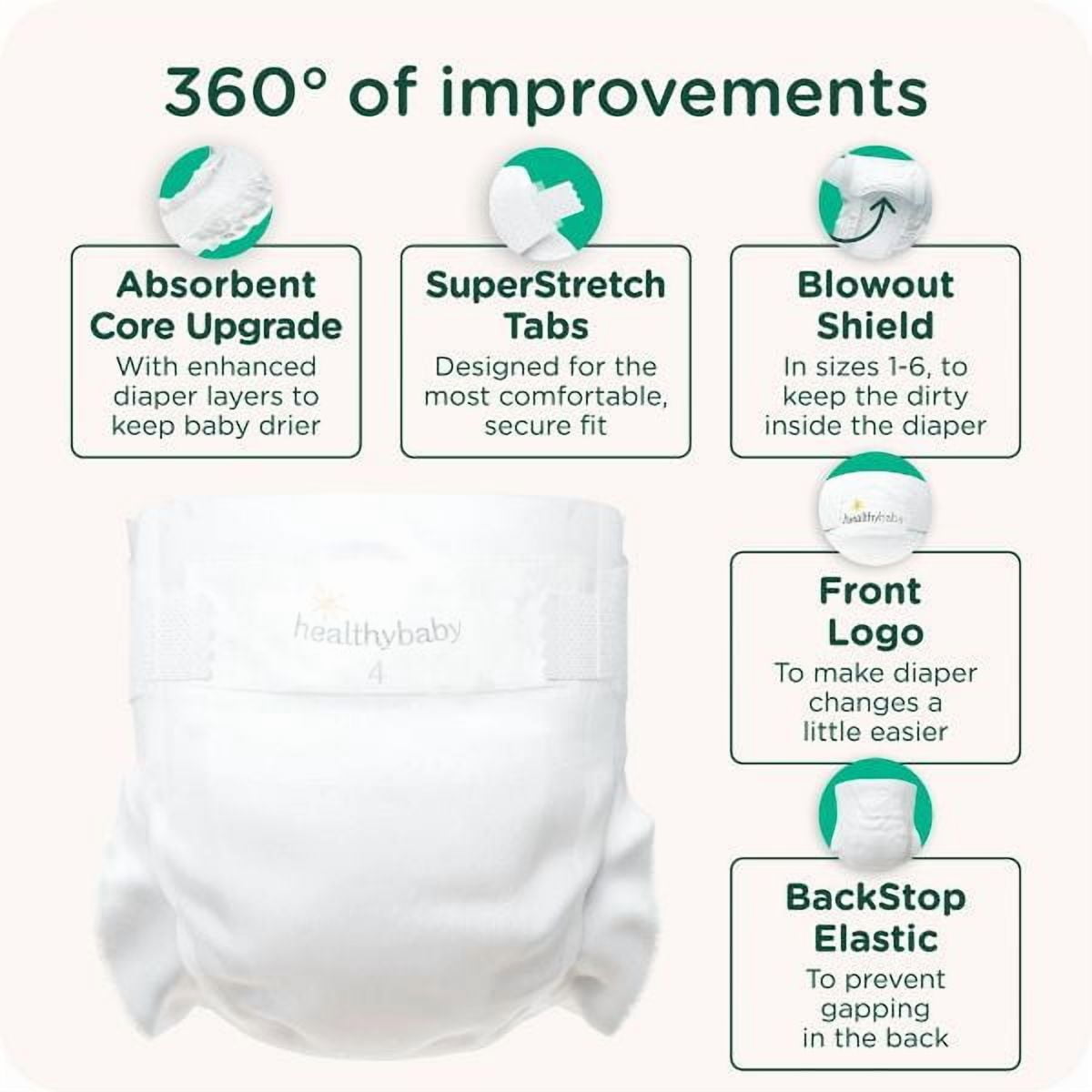 Organic Cotton Enhanced Chlorine Free Disposable Diaper - Size 2 - 62ct